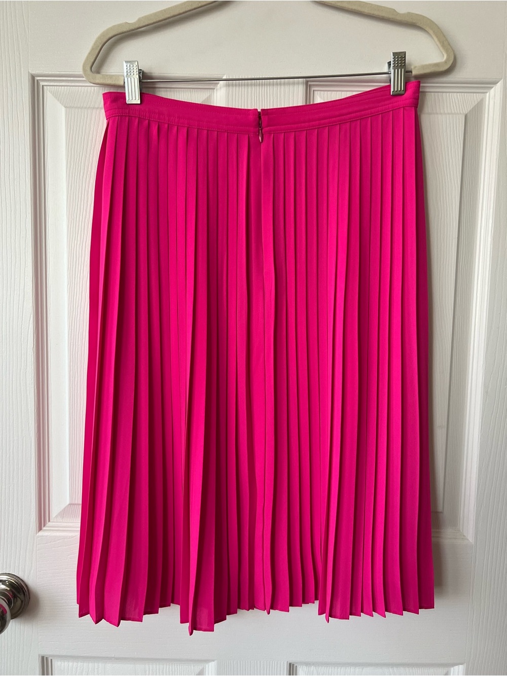J Crew Petite Pleated Midi Skirt in Neon Flamingo - Picture 3 of 3